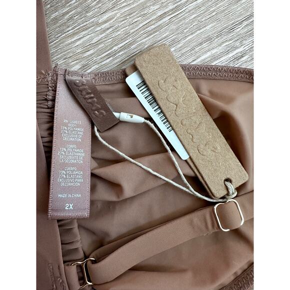 Skims | Mesh Plunge V Bra Bralette | Brown/Tan | NWT | SZ 2X - Picture 6 of 6